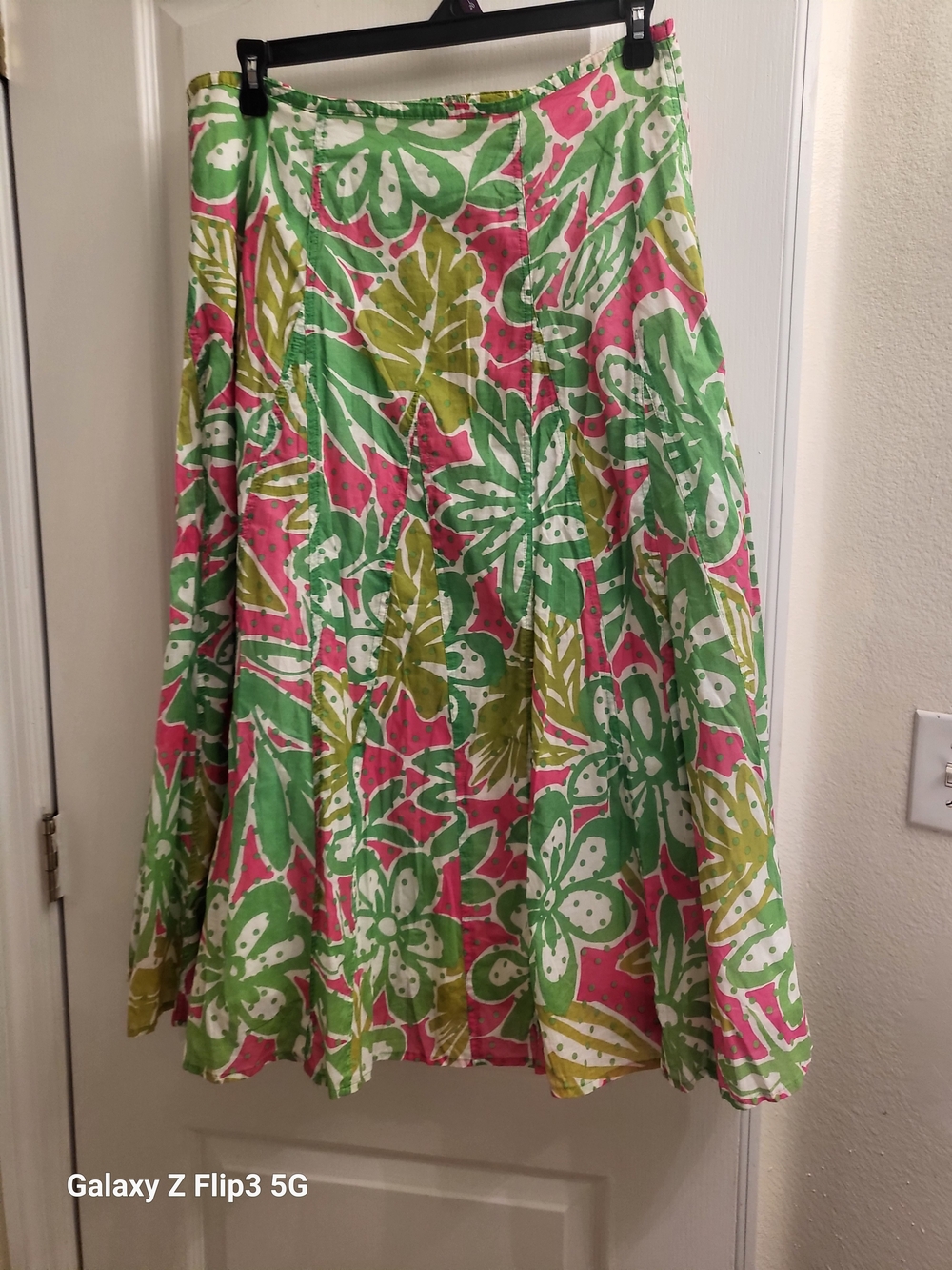 Vintage Designer Collection Tropical Floral Skirt - Bright Pink & Green Skirt - Picture 7 of 12